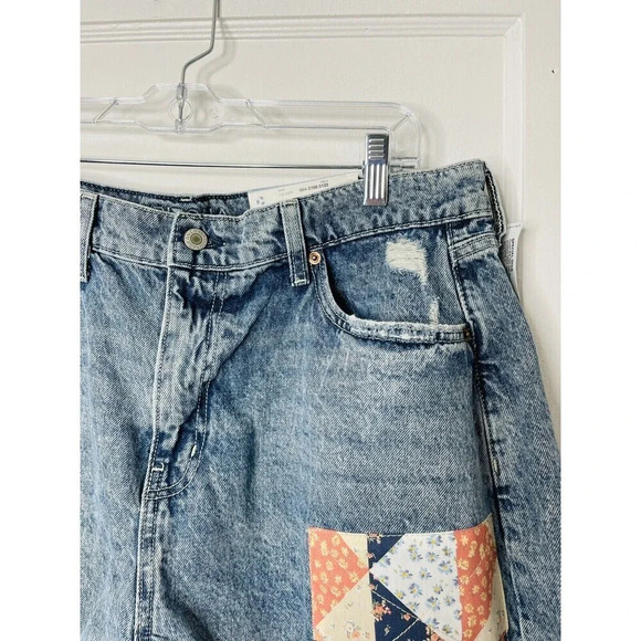 Arizona Jean Co Denim Shorts Blanket Patchwork Sz 19 Raw Hem Distressed NWT - Picture 5 of 15